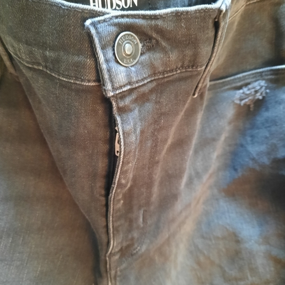 Hudson Natalie Black Distressed Denim Jeans Size 30 New - Picture 8 of 11